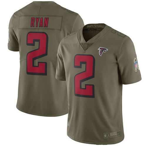 Atlanta Falcons Limited Olive Men Matt Ryan Jersey NFL Football #2 2017 Salute to Service